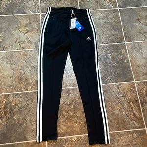 NWT Adidas 3 stripes black white pants women’s XS